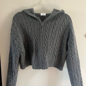 Cozy Gray Cable Knit Sweater